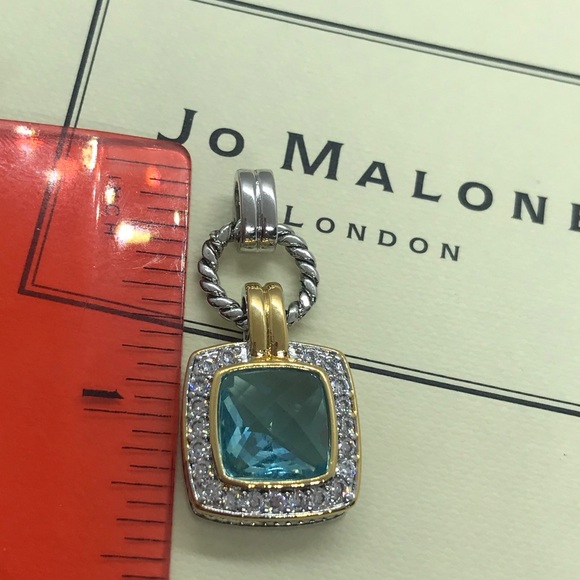 Sterling Silver 925 Blue Topaz Pendant - Picture 3 of 4